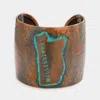 Fashnzfab Mississippi State Map Hammered Wide Metal Cuff Bracelet Copper Burnished In Multi