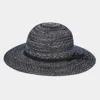 Fashnzfab Mixed Braid Packable Sun Hat With Suede Band In Black