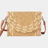 Fashnzfab Mixed Color Detail Straw Clutch / Crossbody Bag In Gray