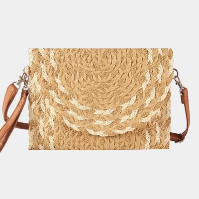 Fashnzfab Mixed Color Detail Straw Clutch / Crossbody Bag In Gray