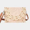 Fashnzfab Mixed Color Detail Straw Clutch / Crossbody Bag In Pink