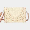 Fashnzfab Mixed Color Detail Straw Clutch / Crossbody Bag In Sand
