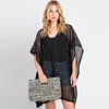 Fashnzfab Mixed Color Straw Clutch In Black