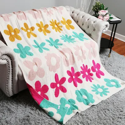 Fashnzfab Mixed Flower Patterned Reversible Throw Blanket In Multi