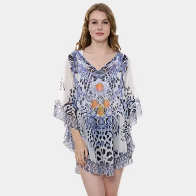 Fashnzfab Mixed Print Cover Up Poncho In Multi