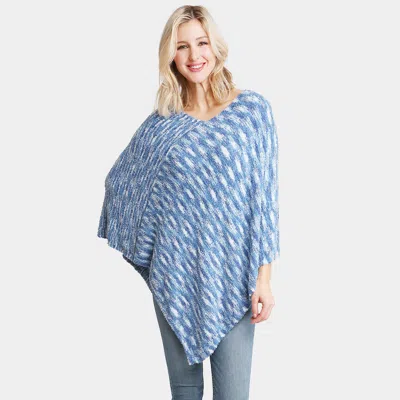 Fashnzfab Mixed Printed Soft Poncho In Blue