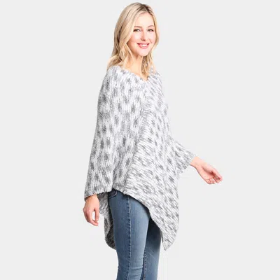 Fashnzfab Mixed Printed Soft Poncho In Gray