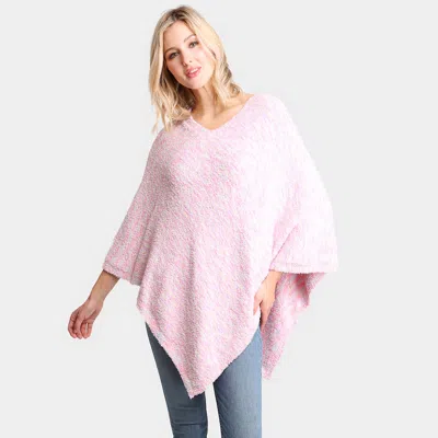 Fashnzfab Mixed Printed Soft Poncho In Pink