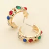 Fashnzfab Mixed Stone Embellished Hoop Earrings In Multi