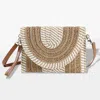 Fashnzfab Mixed Striped Straw Clutch / Crossbody Bag In Gray