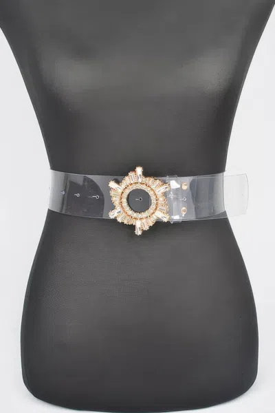 Fashnzfab Modern Clear Belt With Crystal Stone Buckle Design In Gray