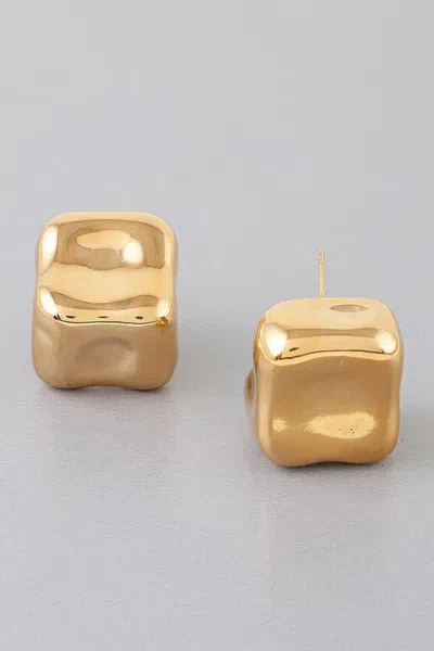 Fashnzfab Modern Cube Stud Earrings In Gold
