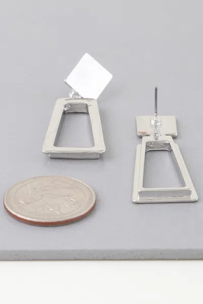 Fashnzfab Modern Geometric Frame Drop Earrings In Neutral