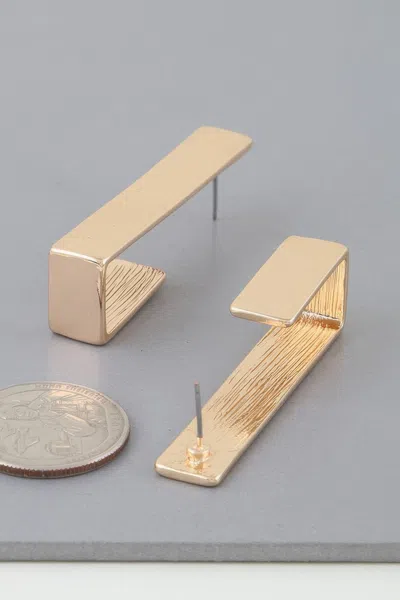 Fashnzfab Modern Geometric Frame Hook Earrings In Gold