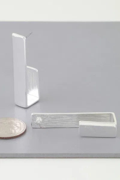 Fashnzfab Modern Geometric Frame Hook Earrings In Silver