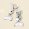 Fashnzfab Modern Geometric Metal Drop Clip On Earrings - Rhodium In Multi