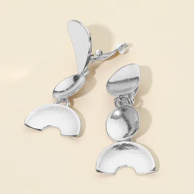 Fashnzfab Modern Geometric Metal Drop Clip On Earrings - Rhodium In Multi