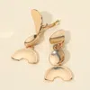 Fashnzfab Modern Geometric Metal Drop Clip On Earrings In Gold
