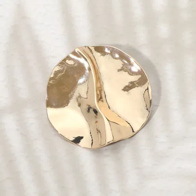 Fashnzfab Modern Metal Abstract Pin Brooch In Gold
