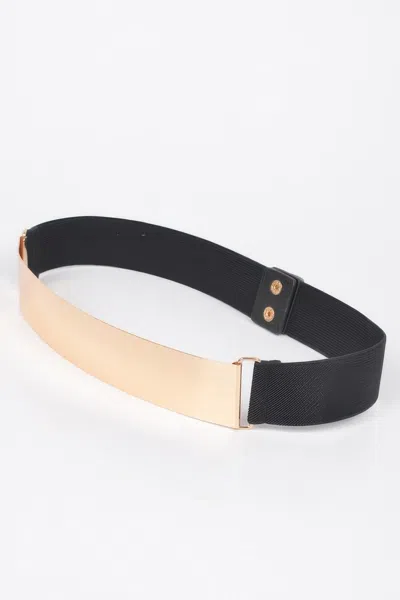 Fashnzfab Modern Metal Accent Waist Belt In Black