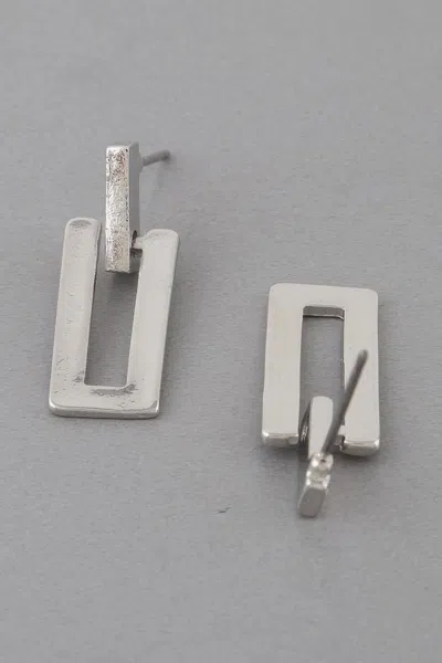 Fashnzfab Modern Open Frame Earrings In Metallic