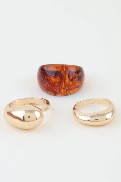 Fashnzfab Modern Polished Marble Stone Rings Set In Gold