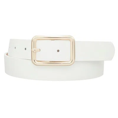 Fashnzfab Modern Rectangle Buckle Belt In White