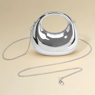 Fashnzfab Modern Round Hardcase Mini Clutch Bag / Crossbody Bag In Silver
