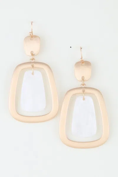 Fashnzfab Modern Stone Frame Drop Earrings In Gold