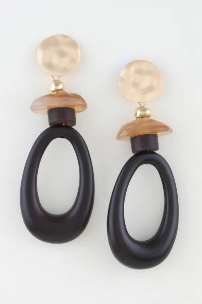 Fashnzfab Modern Stone Open Drop Earrings In Gold