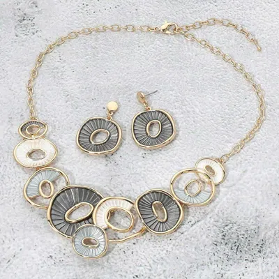 Fashnzfab Modern Textured Oval Link Statement Necklace In Multi
