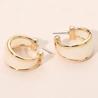 Fashnzfab Modern Wide Marbled Resin Hoop Earrings In White