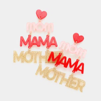 Fashnzfab Mom Mama Mother Glittered Resin Heart Message Link Dangle Earrings In Multi