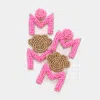 Fashnzfab Mom Message Felt Back Seed Beaded Paw Dangle Earrings - Pink In Pink