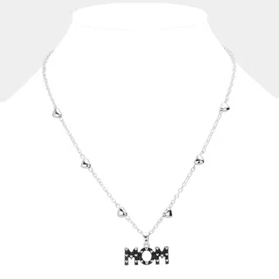 Fashnzfab Mom Message Pendant Metal Heart Station Necklace In Metallic