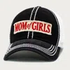 Fashnzfab Mom Of Girls Message Mesh Back Baseball Cap In Black