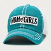 Fashnzfab Mom Of Girls Message Mesh Back Baseball Cap In Blue