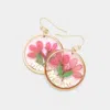 Fashnzfab Mom Pressed Flower Clear Lucite Round Dangle Earrings In Red