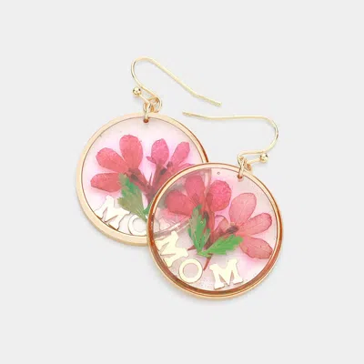 Fashnzfab Mom Pressed Flower Clear Lucite Round Dangle Earrings In Multi