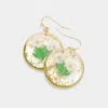 Fashnzfab Mom Pressed Flower Clear Lucite Round Dangle Earrings In White
