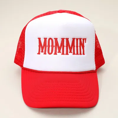 Fashnzfab Mommin Embroidered Mesh Back Trucker Hat In Red
