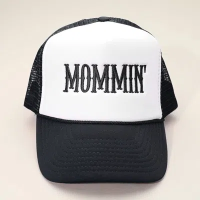 Fashnzfab Mommin Embroidered Mesh Back Trucker Hat In Black