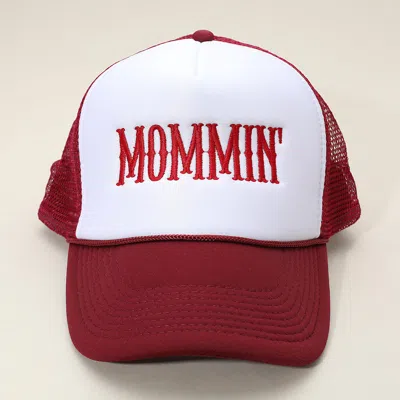 Fashnzfab Mommin Embroidered Mesh Back Trucker Hat In White