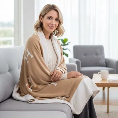 Fashnzfab Monogram Pattern Reversible Throw Blanket