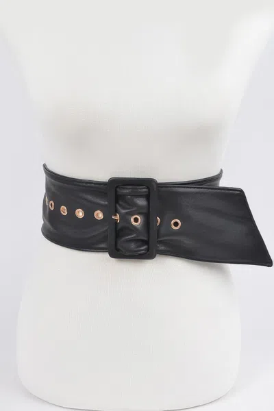 Fashnzfab Monotone Leather Buckle Belt In Black