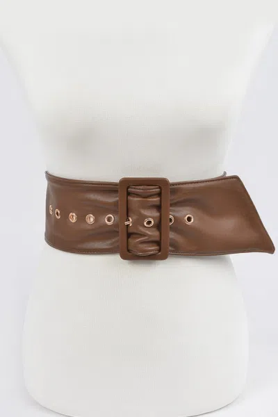 Fashnzfab Monotone Leather Buckle Belt In Brown