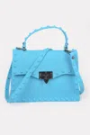 Fashnzfab Monotone Studded Clutch In Blue