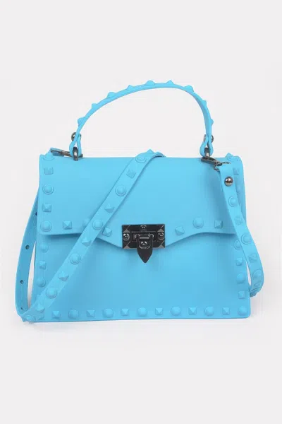 Fashnzfab Monotone Studded Clutch In Blue