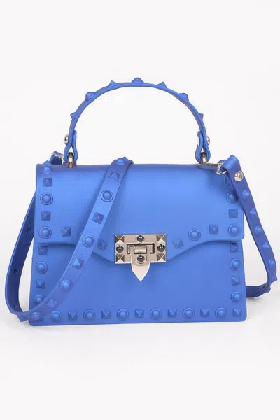 Fashnzfab Monotone Studded Clutch In Blue