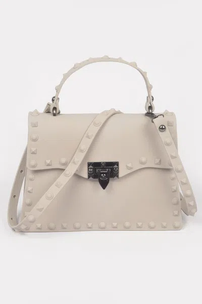 Fashnzfab Monotone Studded Clutch In Gray